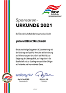 Sponsorenurkunde des österreichischen Behindertensportverbands 2021