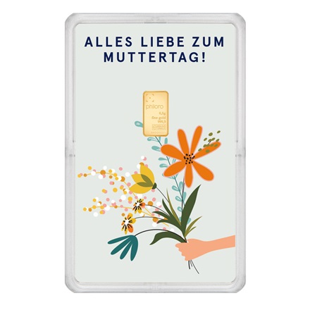 Goldbarren 0,5 g - philoro Geschenkkarte Muttertag Blumenstrauss